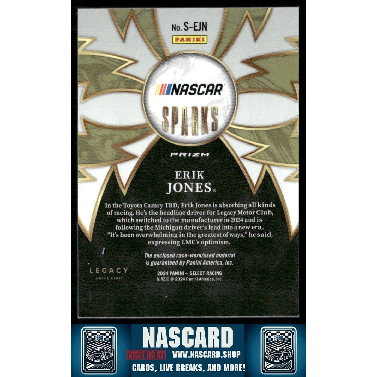 2024 Panini Select #S-EJN Erik Jones Sparks Flash Prizms