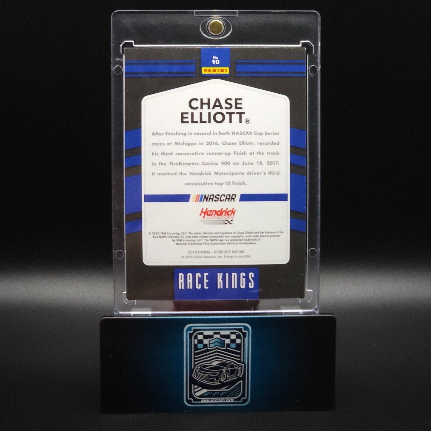 2018 Panini Donruss NASCAR Race Kings Buyback #10 Chase Elliott Autograph 2/5