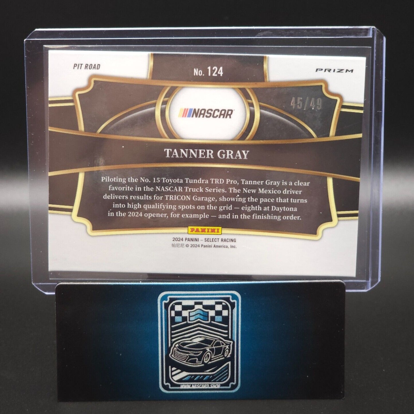 2024 Panini Select Pit Road Black and Blue Prizm #124 Tanner Gray 45/49