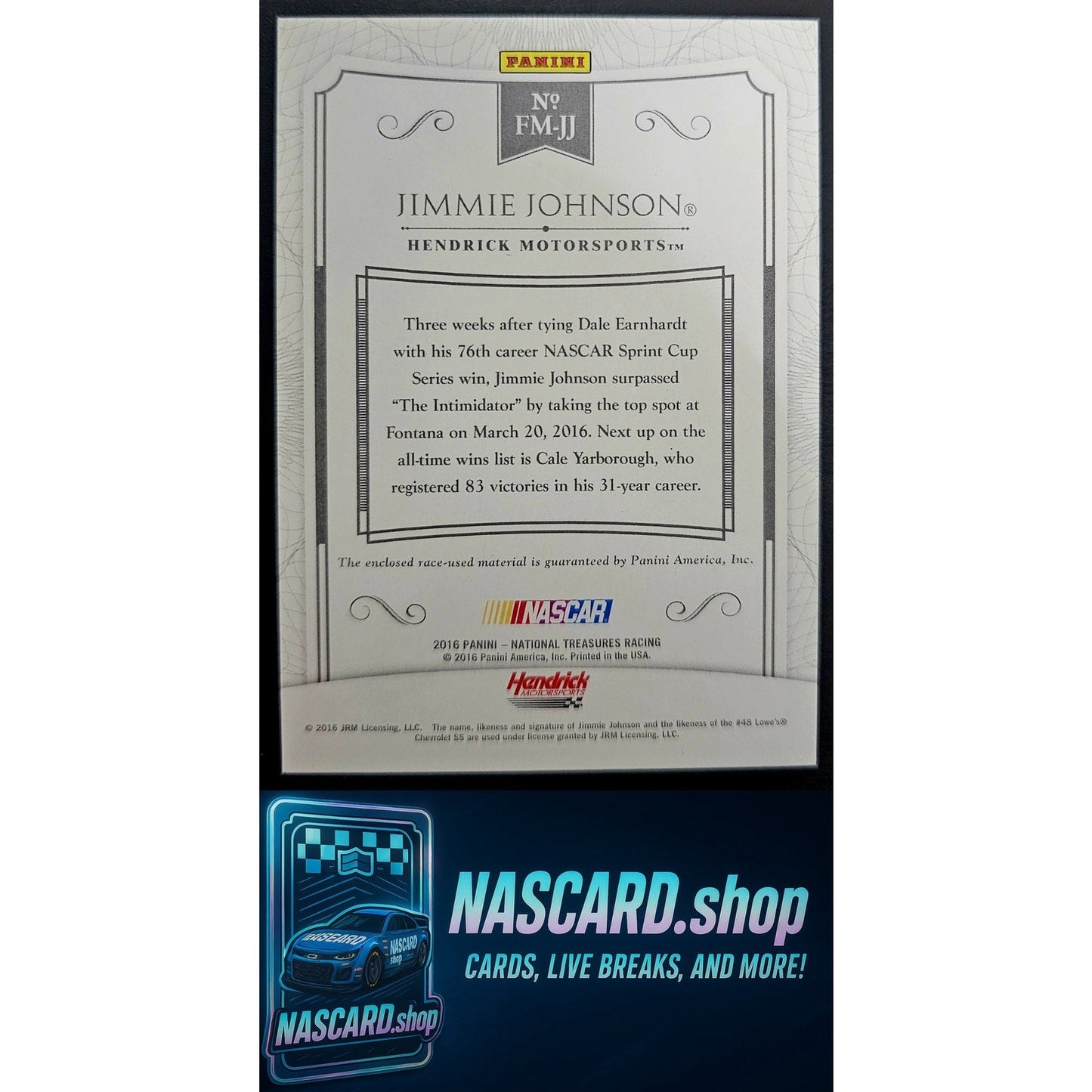 2016 National Treasures Jimmie Johnson Firesuit Materials Platinum Blue 1/1