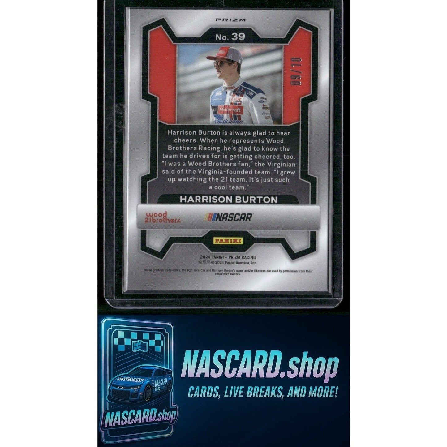 2024 Panini Prizm #39 Harrison Burton Blue Shimmer #/10