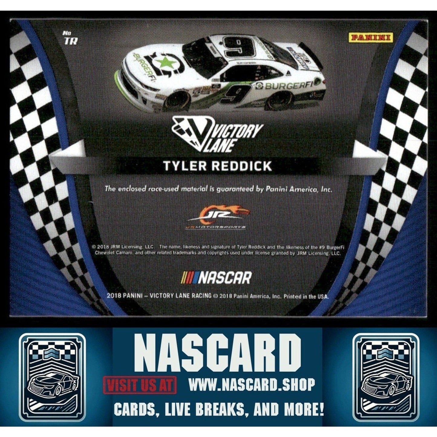 2018 Victory Lane Prime Jumbo Rookie Contender NASCAR Patch Tyler Reddick 1/1