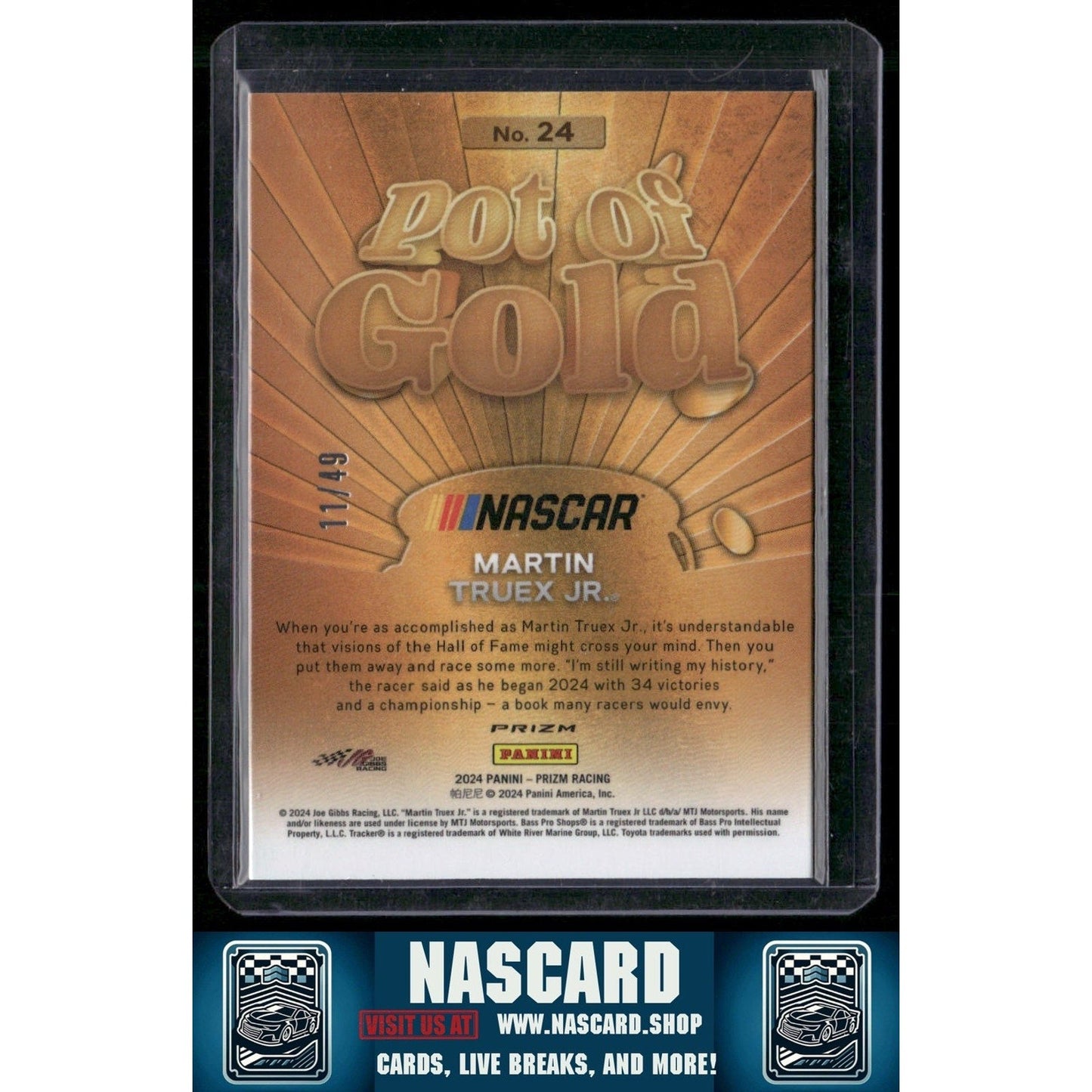 2024 Panini Prizm #24 Martin Truex Jr. Pot Of Gold Blue #/49
