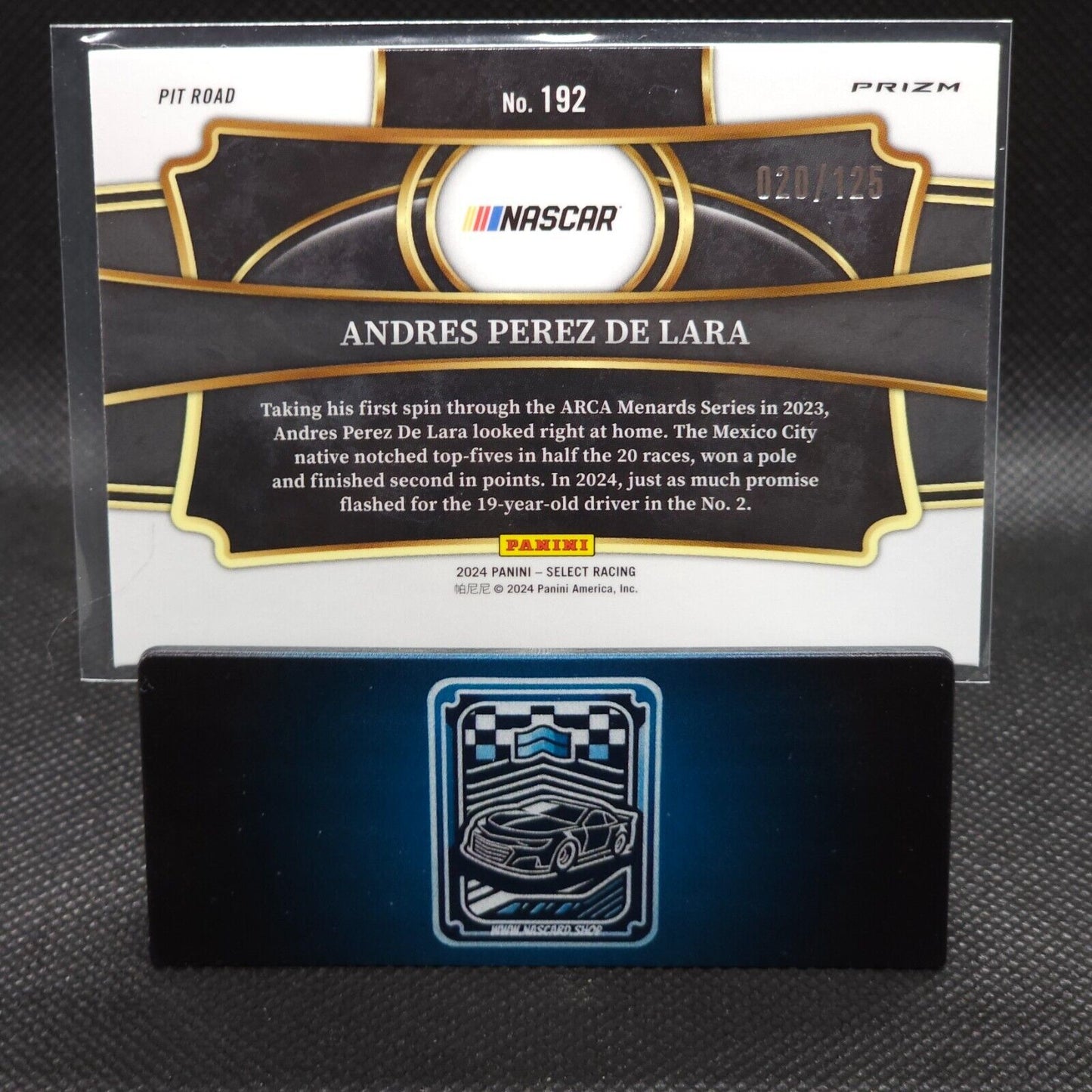 2024 Panini Select Racing Pit Road Maroon #192 Andres Perez De Lara RC 20/125