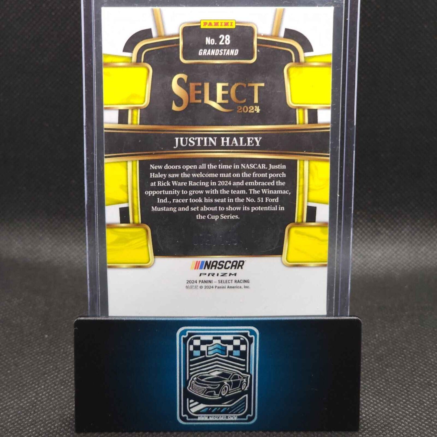 2024 Panini Select Racing Grandstand Red Prizm #28 Justin Haley 079/149