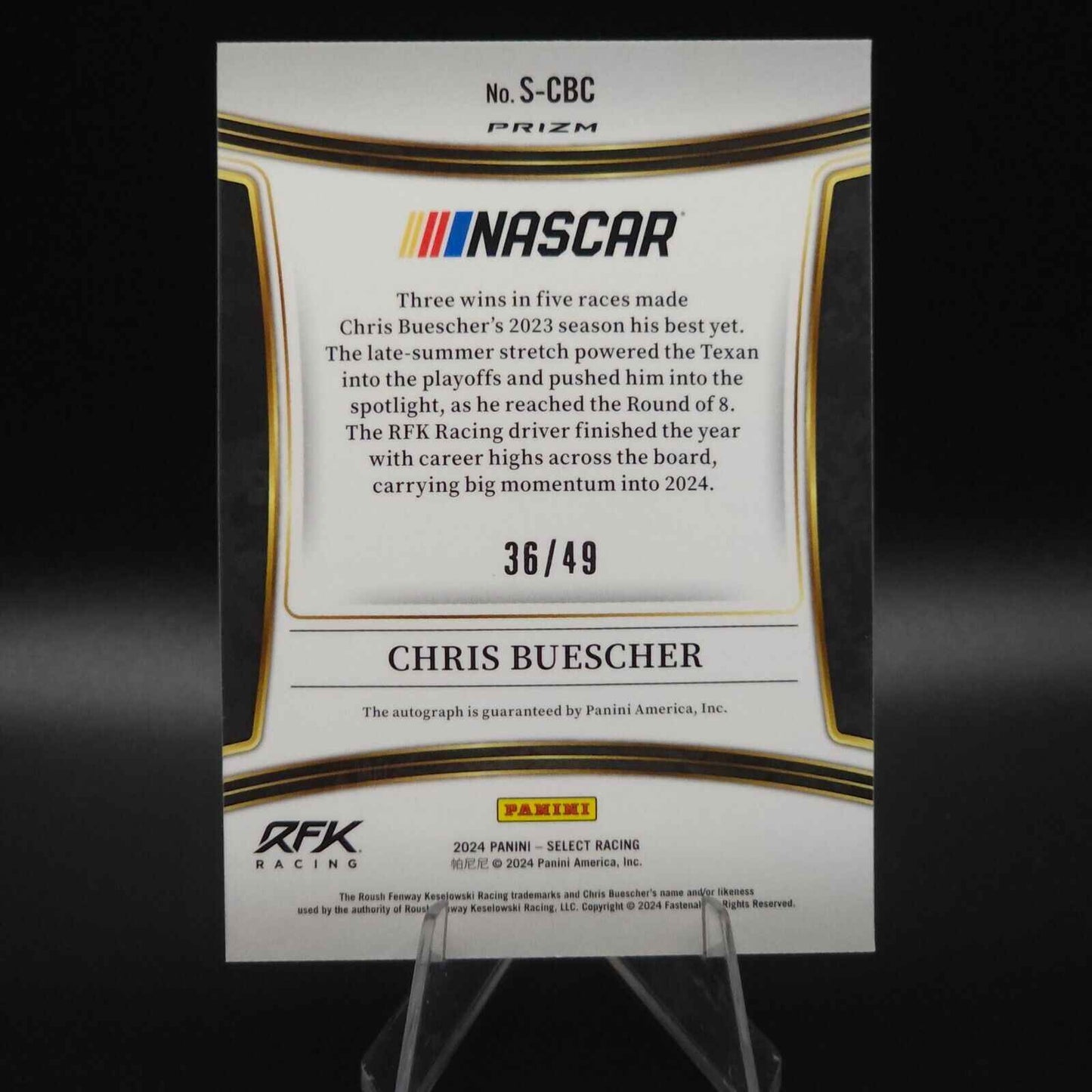 2024 Panini Select Racing Signatures Blue Prizm #S-CBC Chris Buescher /49