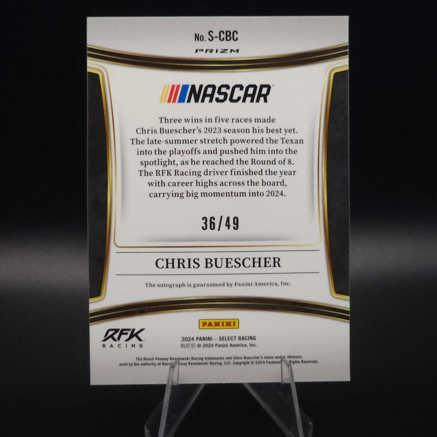 2024 Panini Select Racing Signatures Blue Prizm #S-CBC Chris Buescher /49