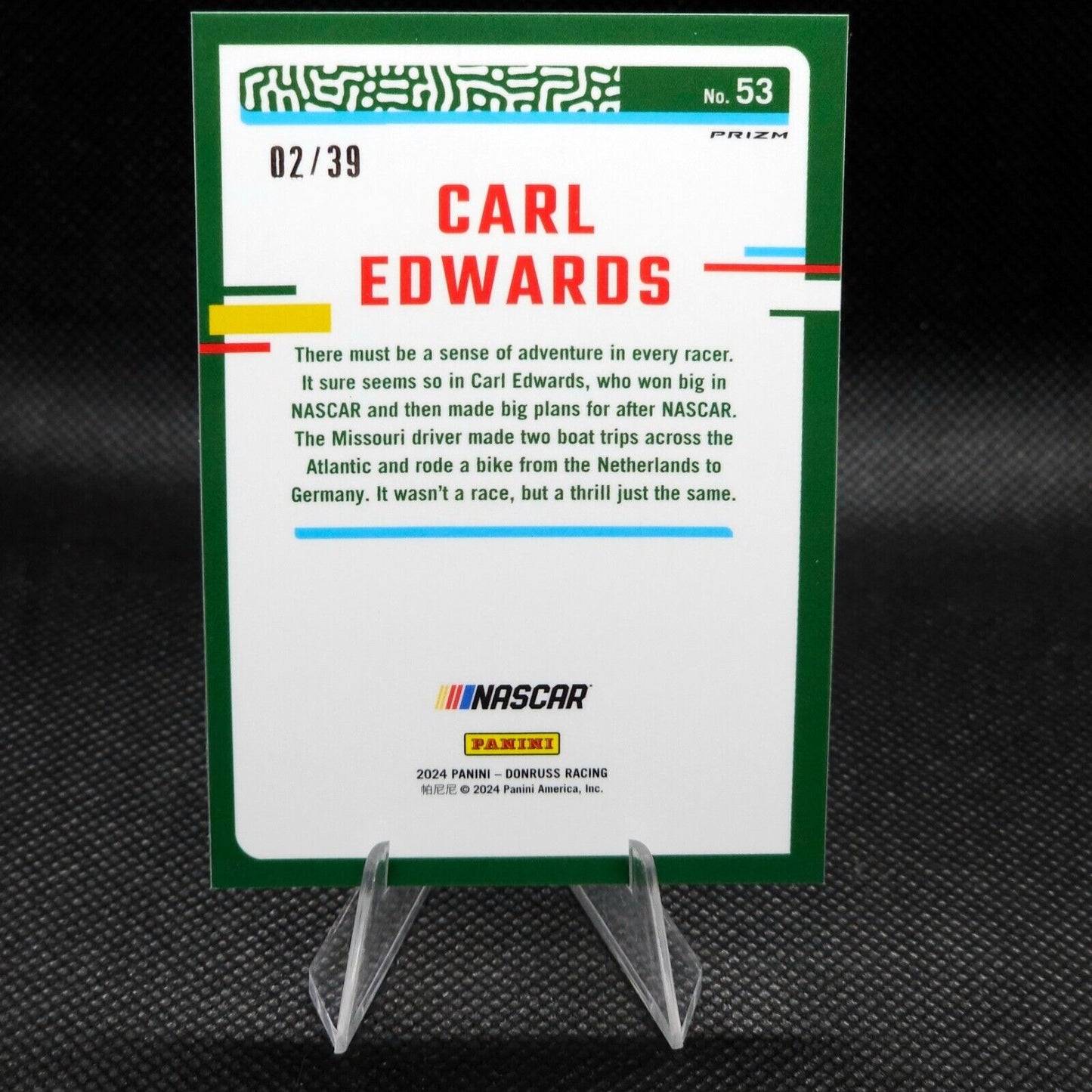 2024 Donruss Base Optic Black Velocity Prizm #53 Carl Edwards - 02/39