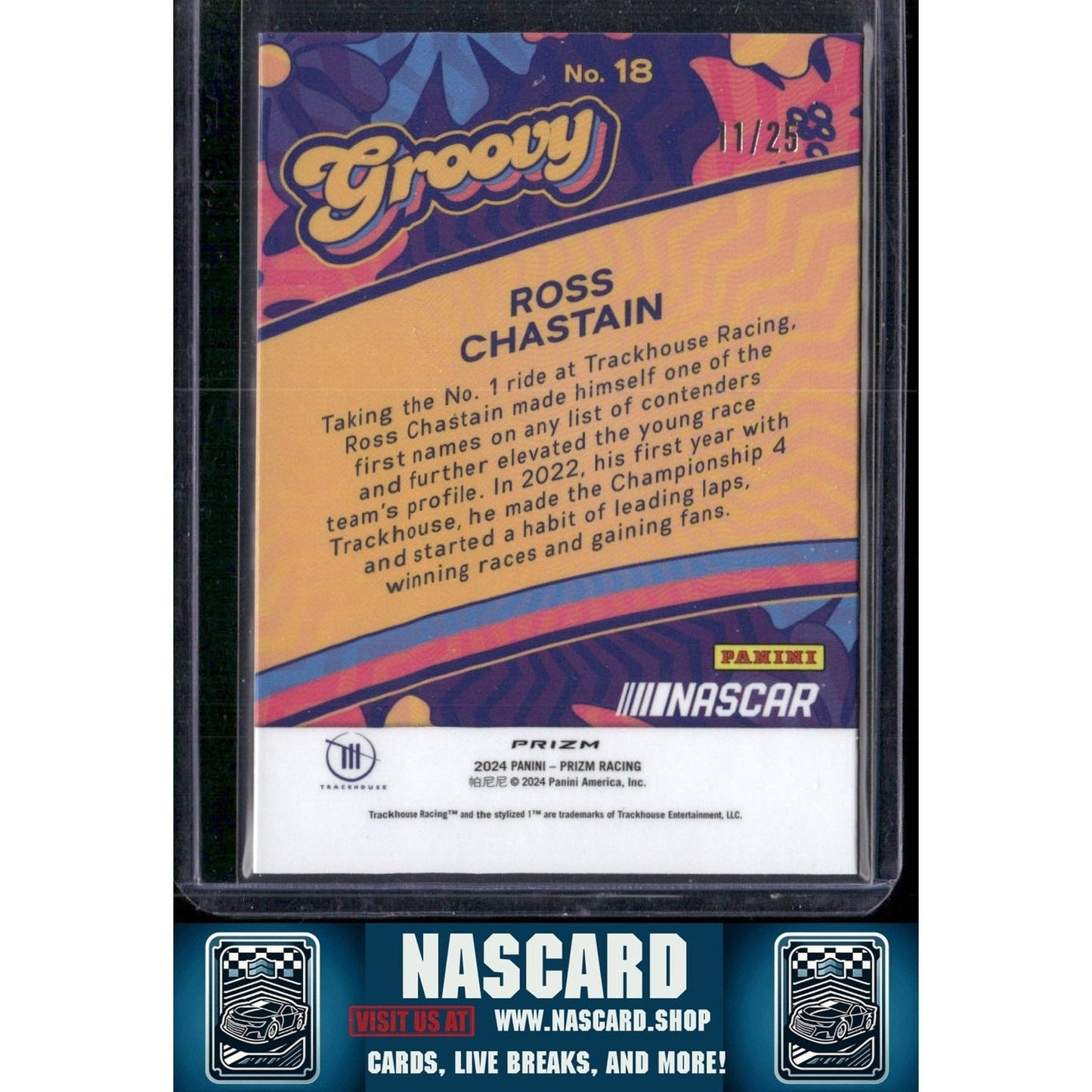 2024 Panini Prizm #18 Ross Chastain Groovy Green Pulsar