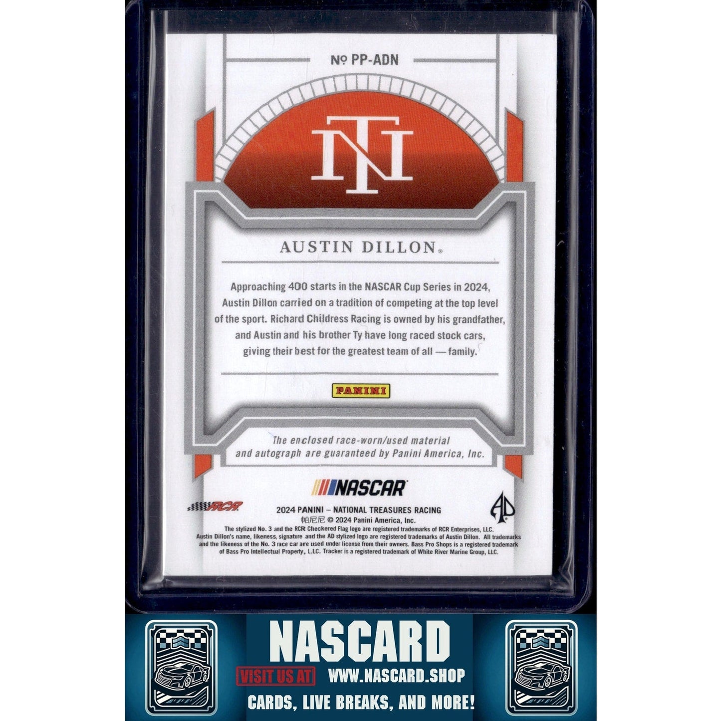 2024 National Treasures Austin Dillon Premium Patches Stars and Stripes #/13