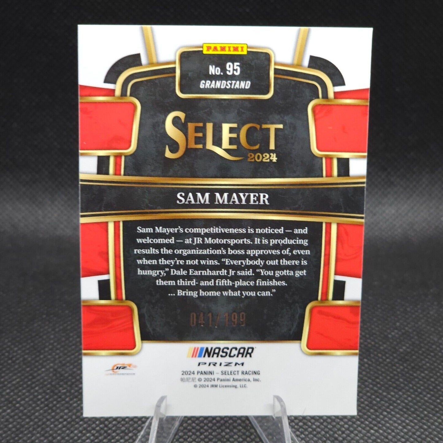 2024 Panini Select Racing Grandstand Light Blue Prizm #95 Sam Mayer 041/199