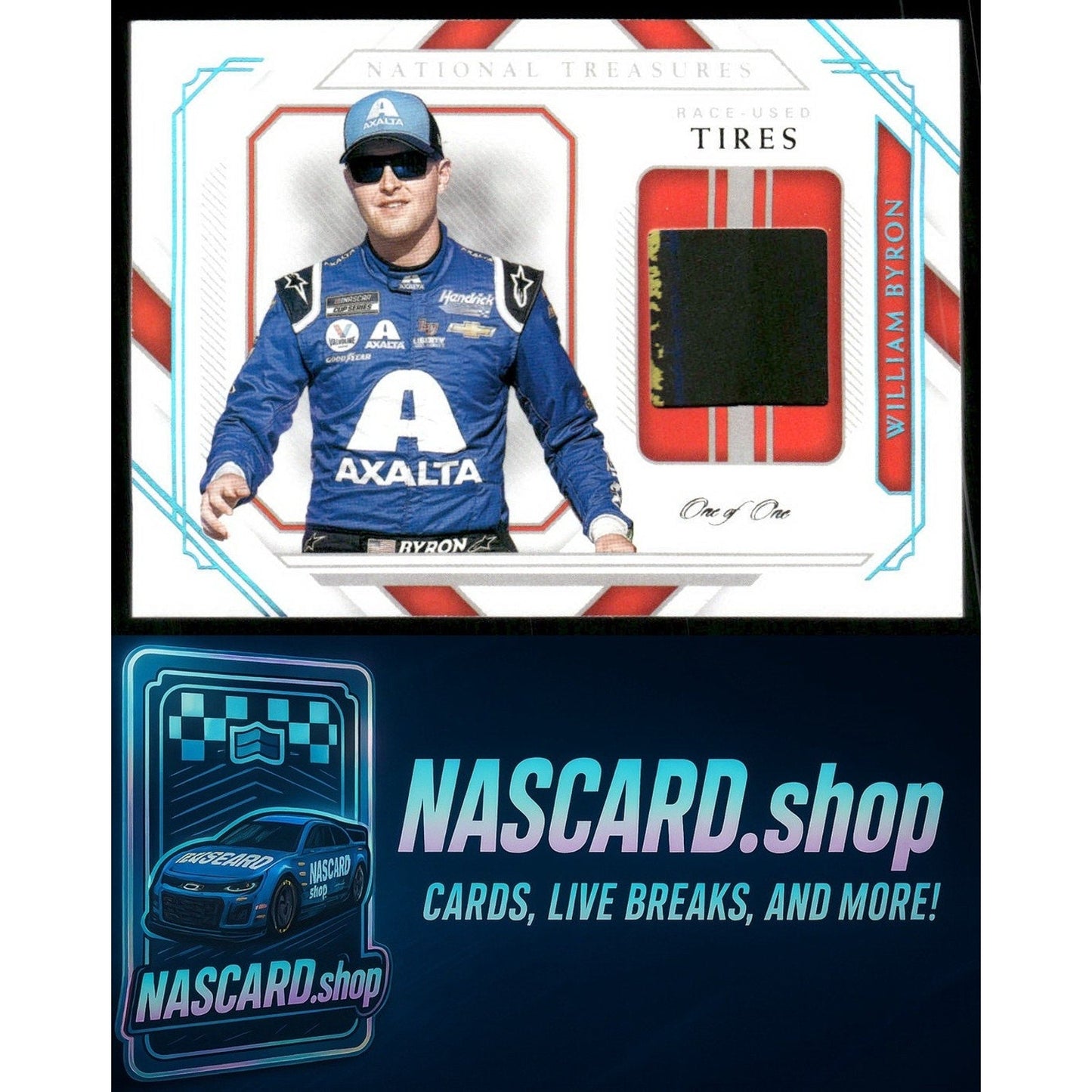 2021 National Treasures William Byron Race Used Tires Prime Platinum Blue #1/1
