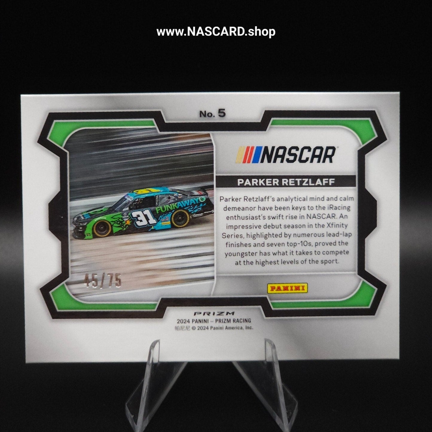 2024 Panini Prizm Racing Rides Checkered Flag Prizm #9 Parker Retzlaff /75