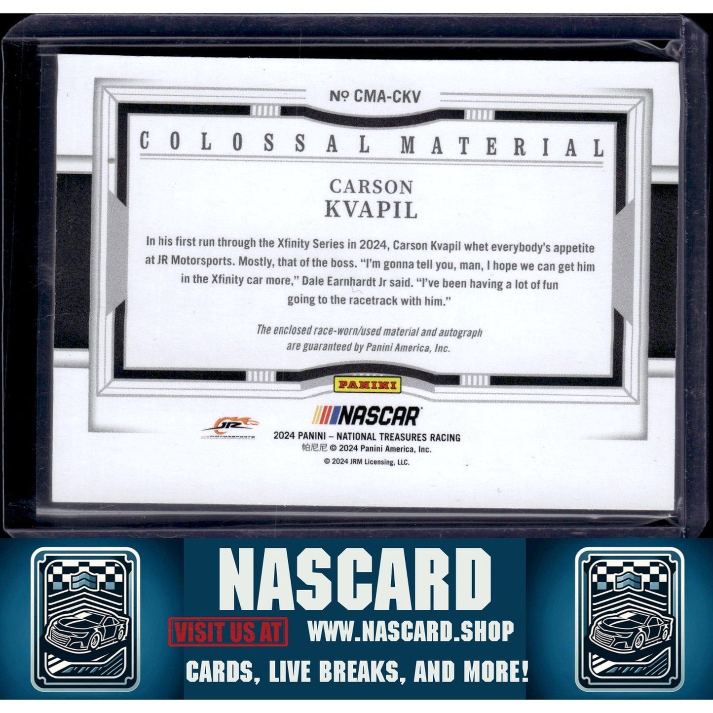 2024 National Treasures Carson Kvapil Colossal Material Auto Holo Silver #/25