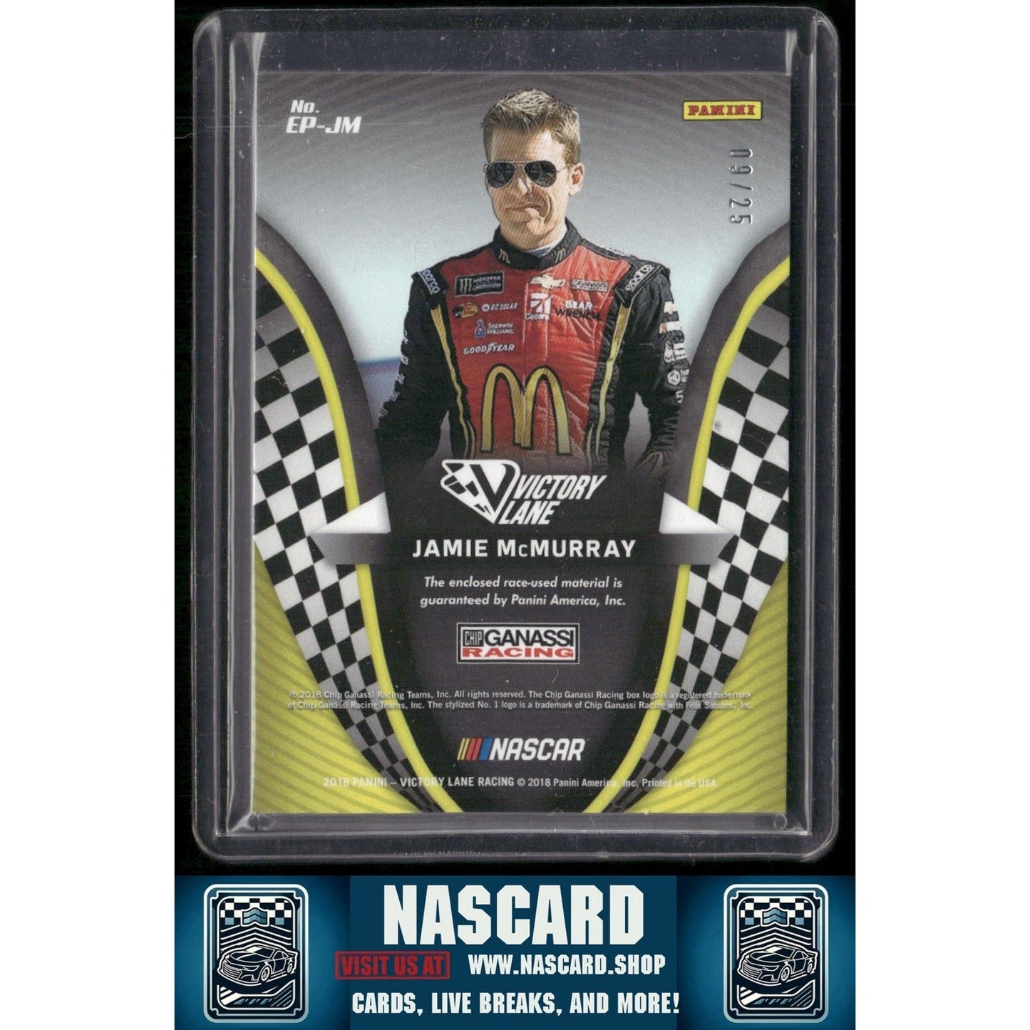 2018 Panini Victory Lane Jamie McMurray Engineered to Perfection Black #/25