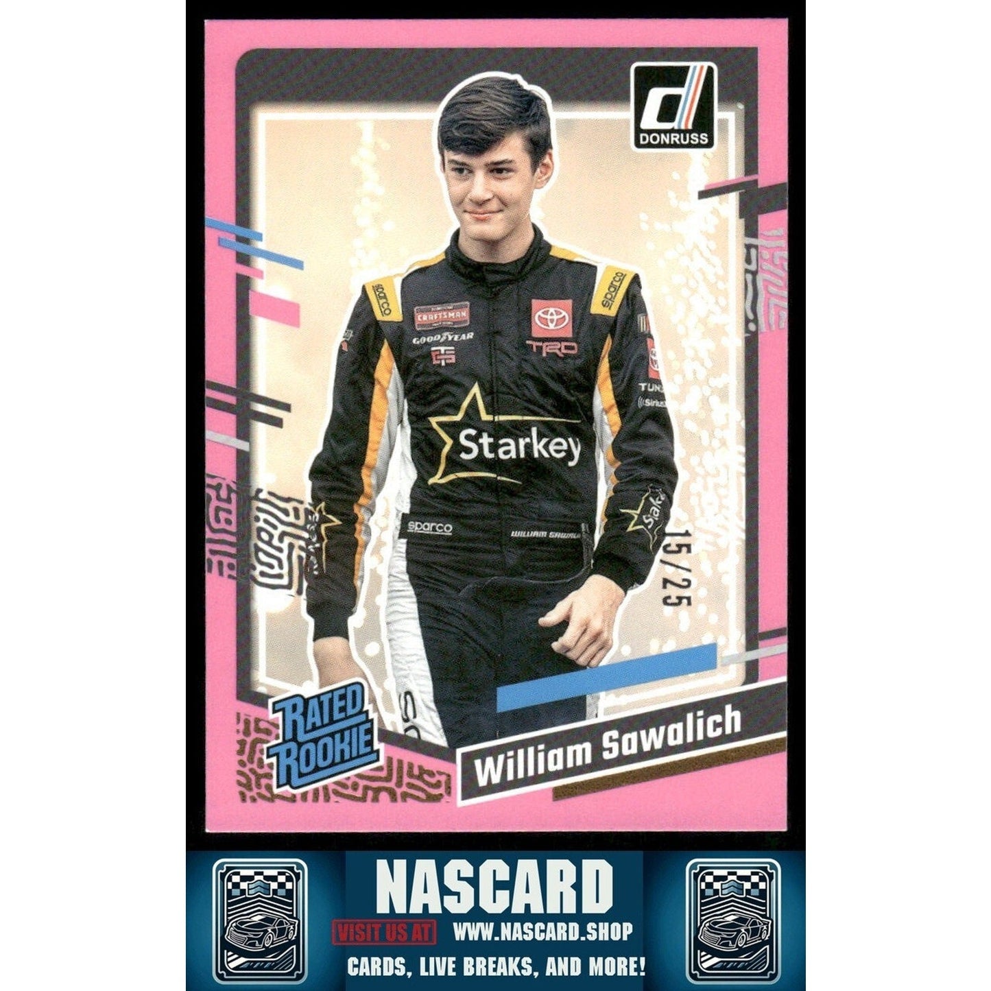 2024 Panini Donruss NASCAR - Rated Rookie William Sawalich #94 Pink /25 (RC)