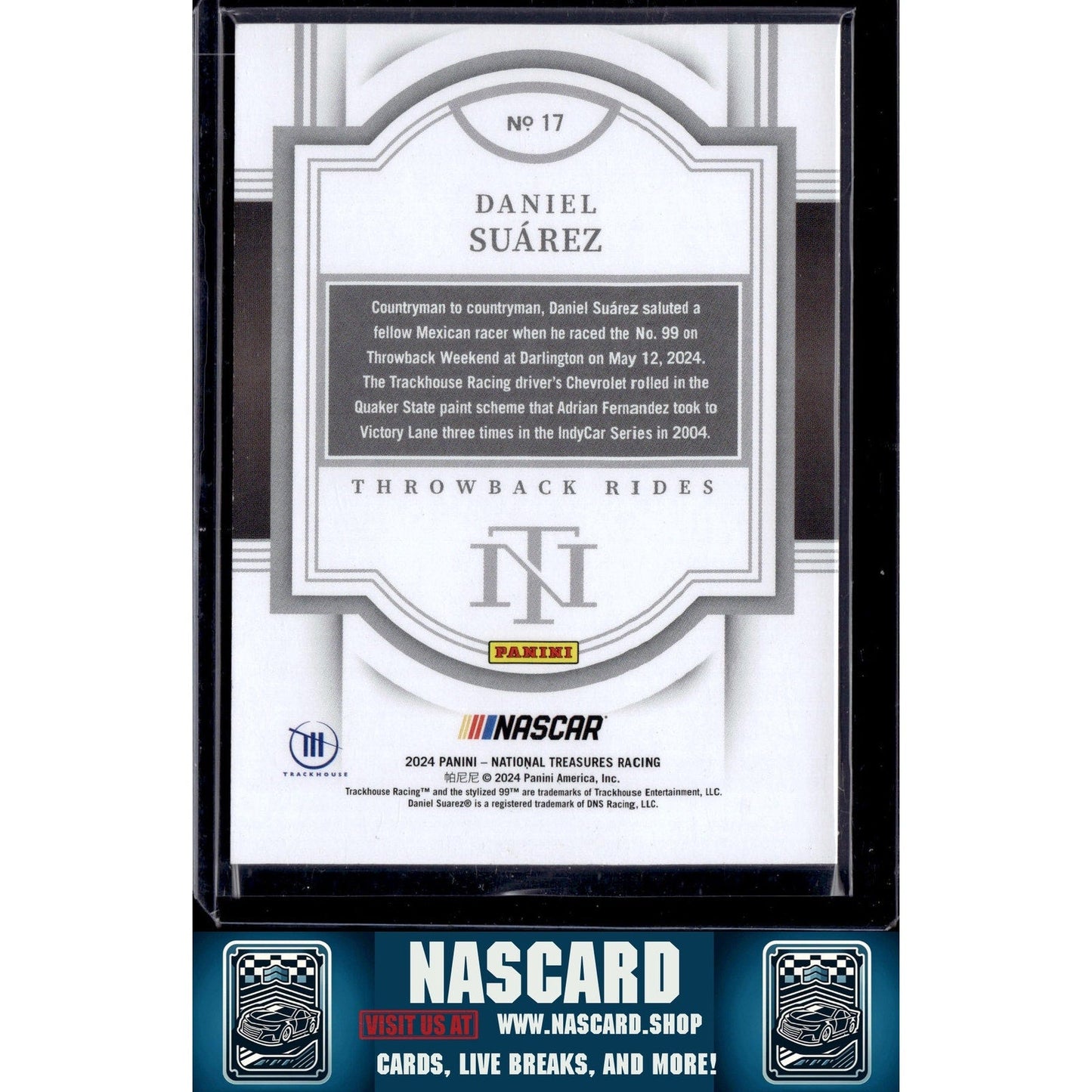 2024 Panini National Treasures #17 Daniel Suarez Throwback Rides Gold Holo #/10