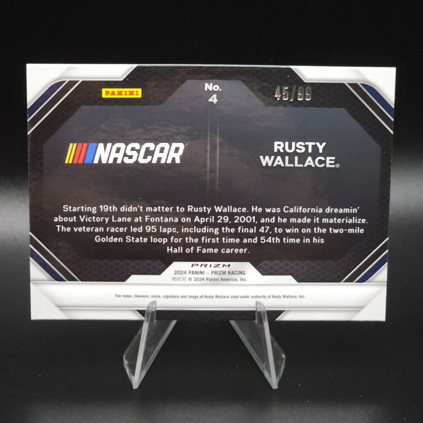 2024 Panini Prizm Racing Victory Lane Bound Red Prizm #4 Rusty Wallace /99