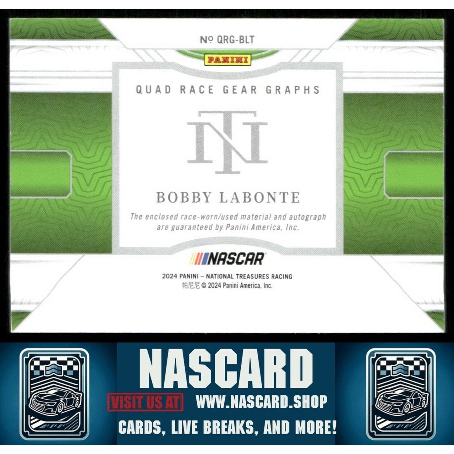 2024 National Treasures Quad Race Gear Graphs Holo Silver Bobby Labonte /25