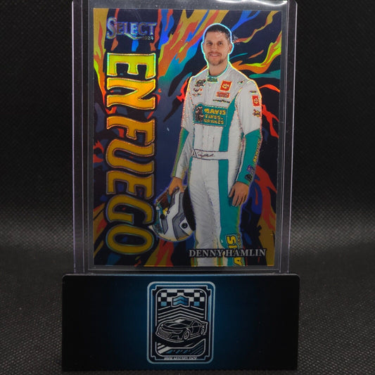 2024 Panini Select Racing En Fuego Gold Prizm #18 Denny Hamlin 10/10