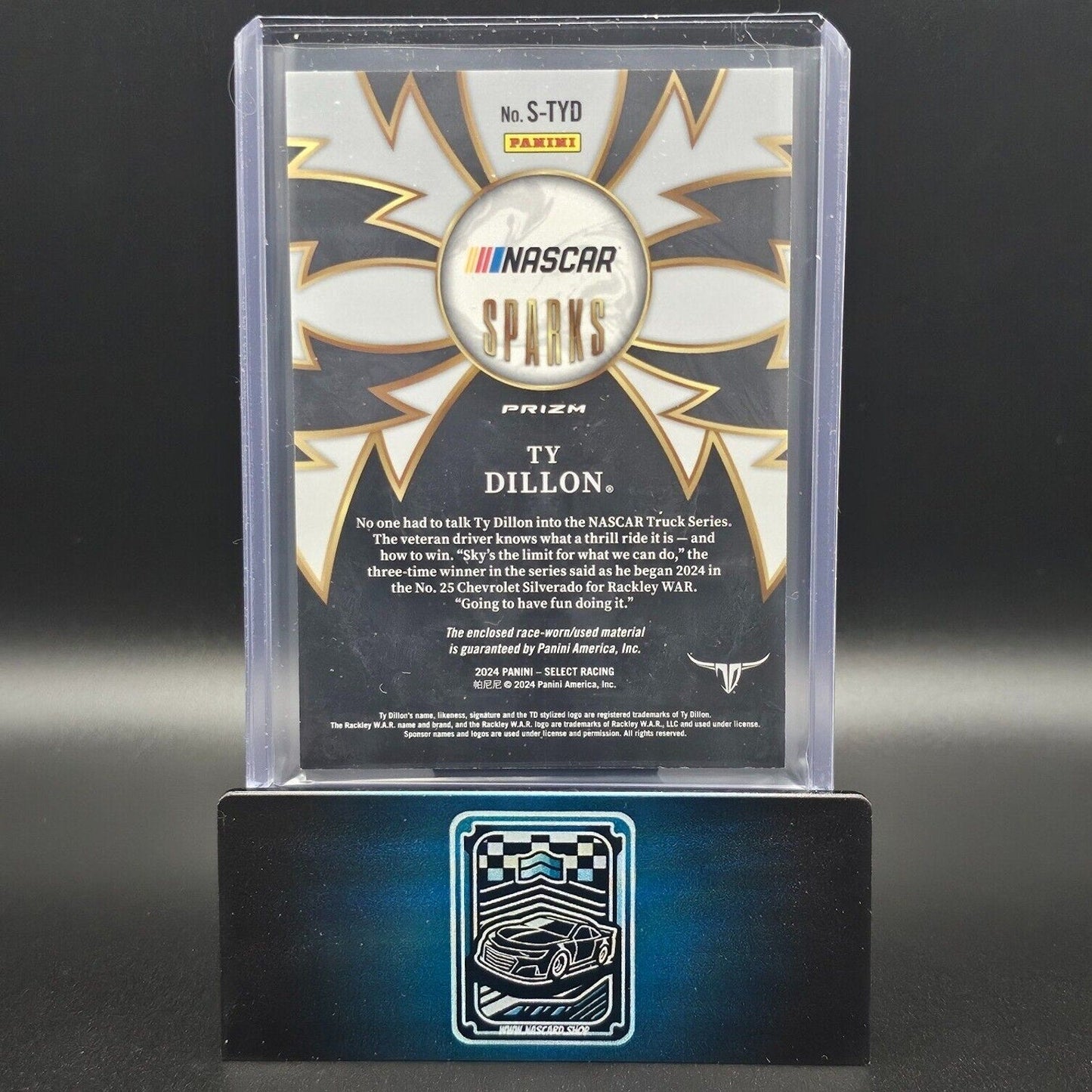 2024 Panini Select - Sparks Flash Prizm #S-TYD Ty Dillon (MEM)