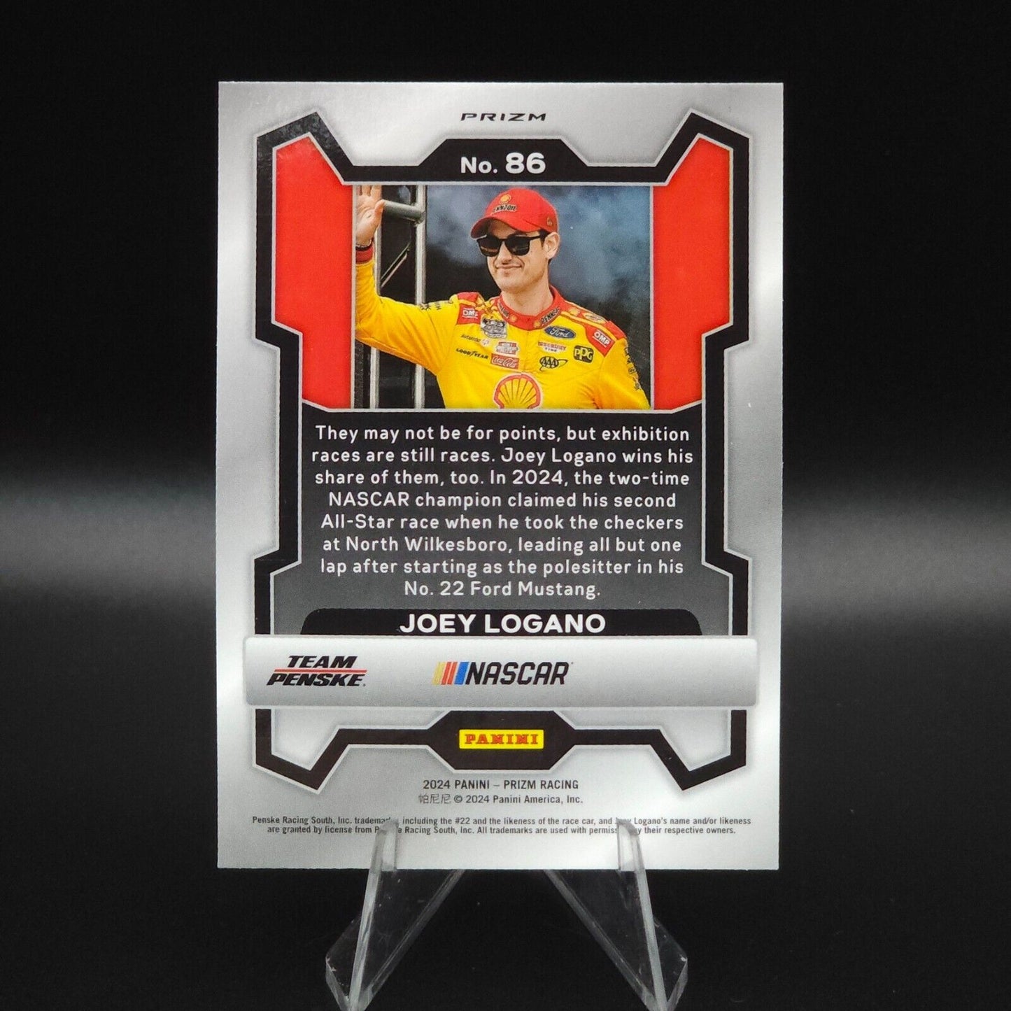 2024 Panini Prizm Racing Blue Cracked Ice #86 Joey Logano