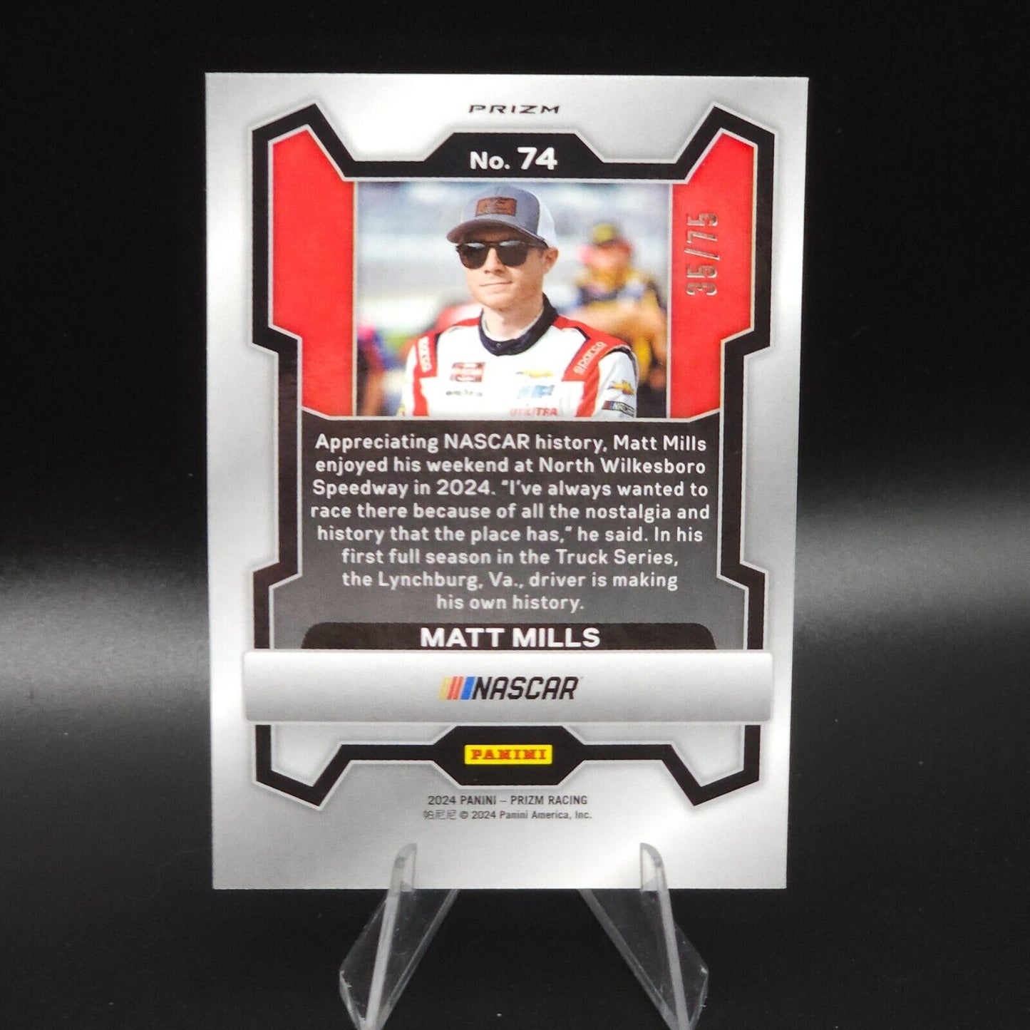 2024 Panini Prizm Racing Blue Pulsar #74 Matt Mills /75