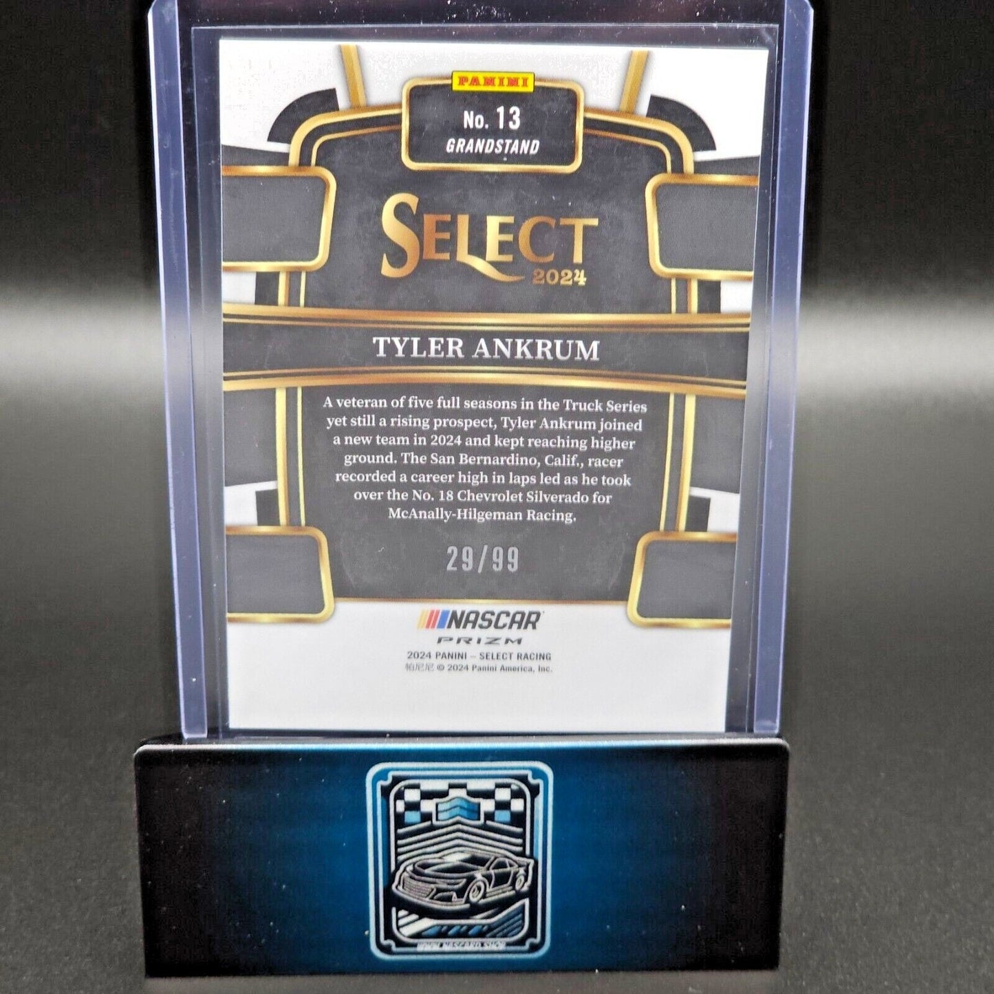 2024 Panini Select Racing Grandstand White Prizm #13 Tyler Ankrum 29/99