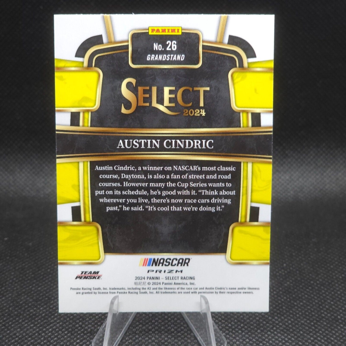 2024 Panini Select Racing Grandstand Orange Flash Prizm #26 Austin Cindric