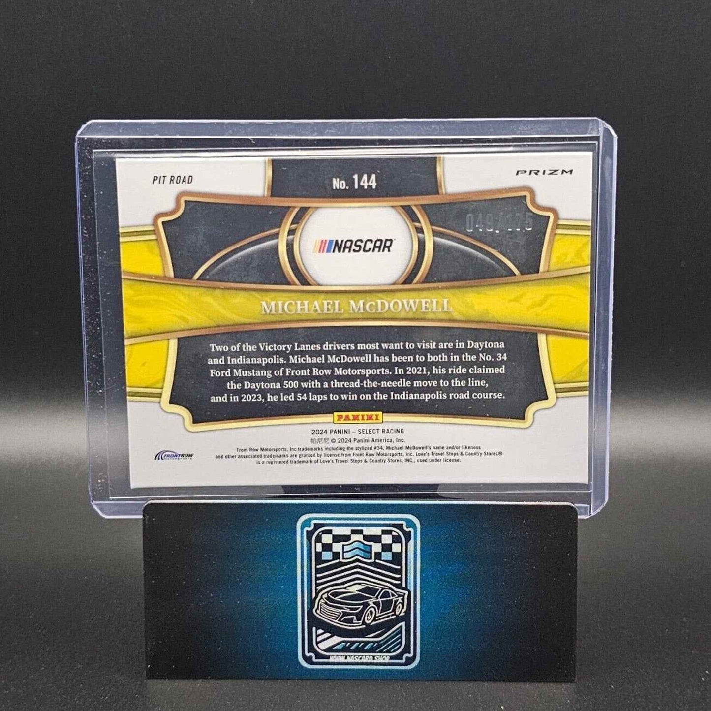 2024 Panini Select Racing Pit Road Blue Prizm #144 Michael McDowell /175
