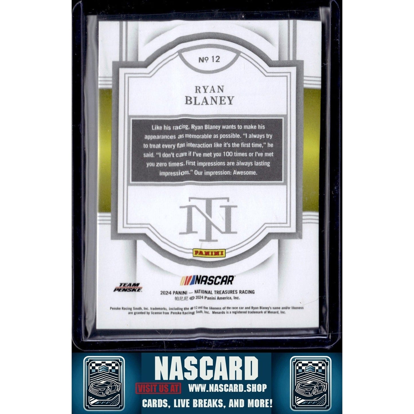 2024 Panini National Treasures #12 Ryan Blaney Holo Silver #/25