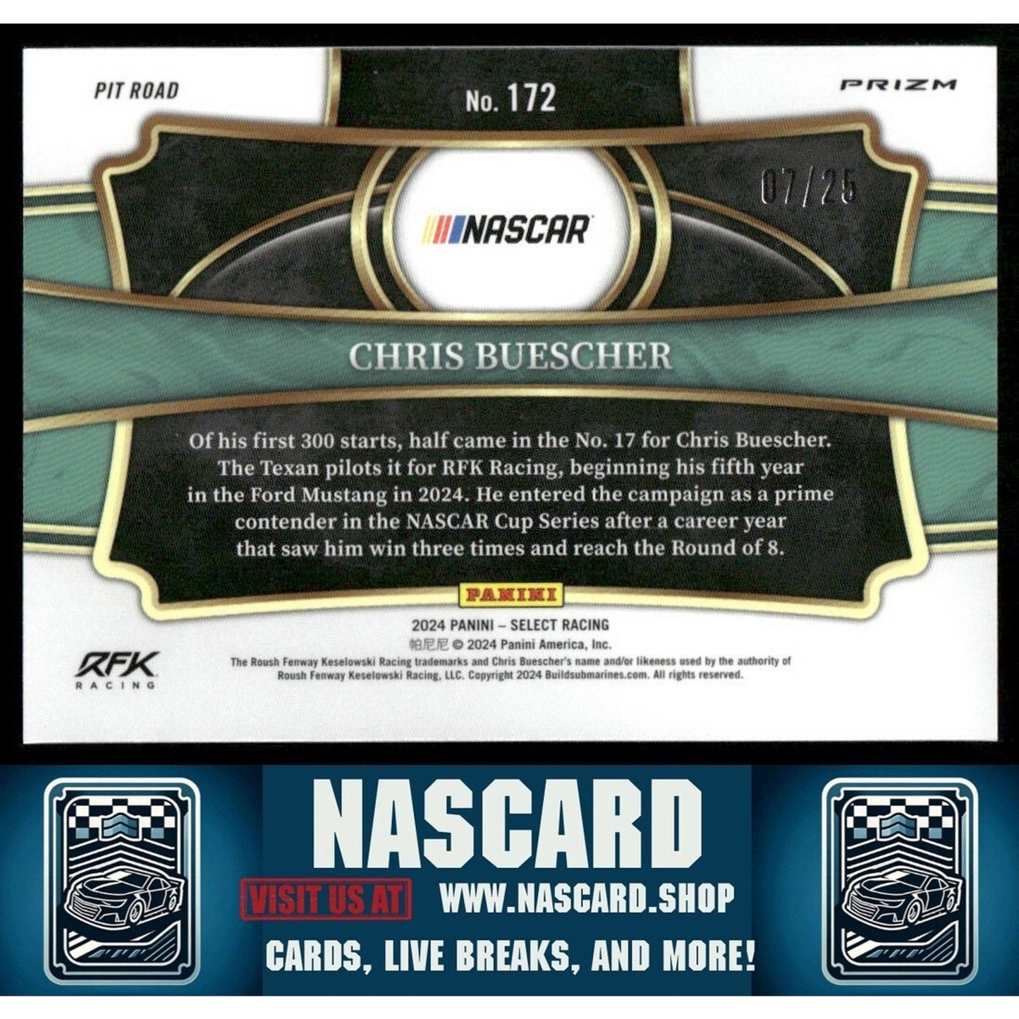 2024 Panini Select - Pit Road Chris Buescher Tie-Dye Prizm #172 /25