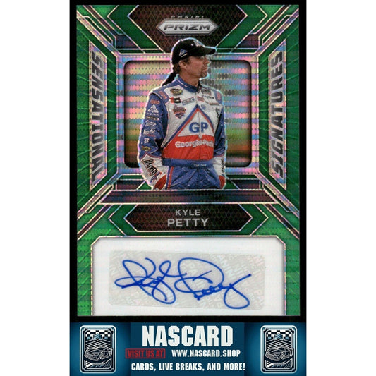 2024 Panini Prizm - Sensational Signatures Kyle Petty Green Pulsar Prizm /10