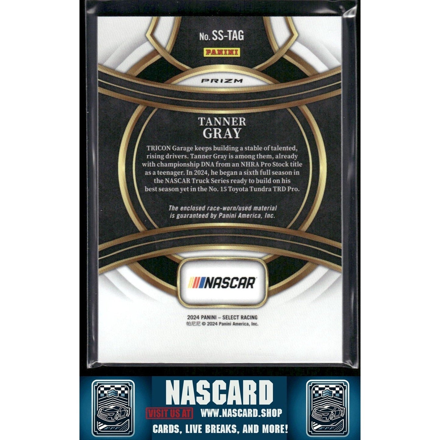 2024 Panini Select #SS-TAG Tanner Gray Selective Swatches Flash Prizms