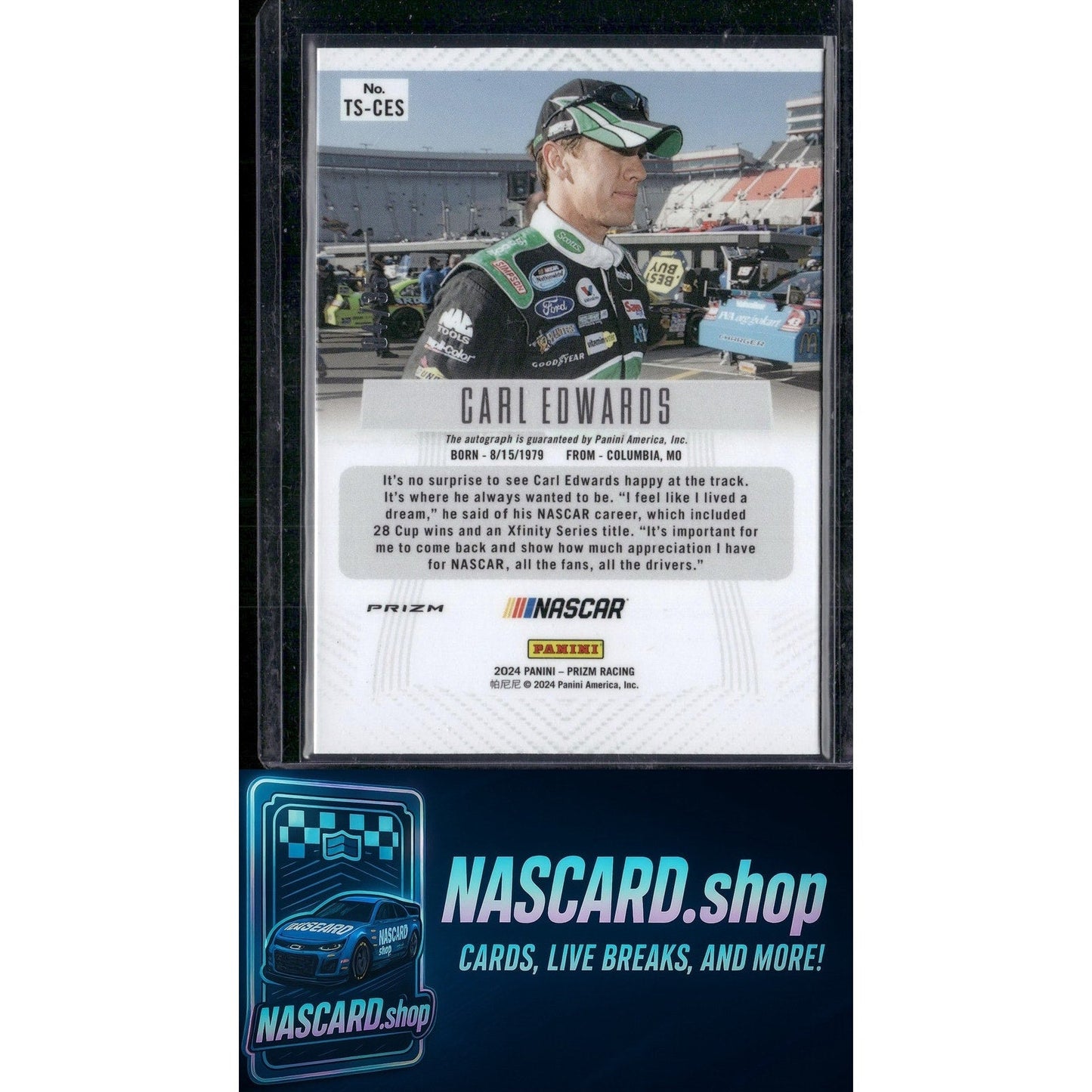 2024 Panini Prizm #TS-CES Carl Edwards Throwback Signatures Red #/35