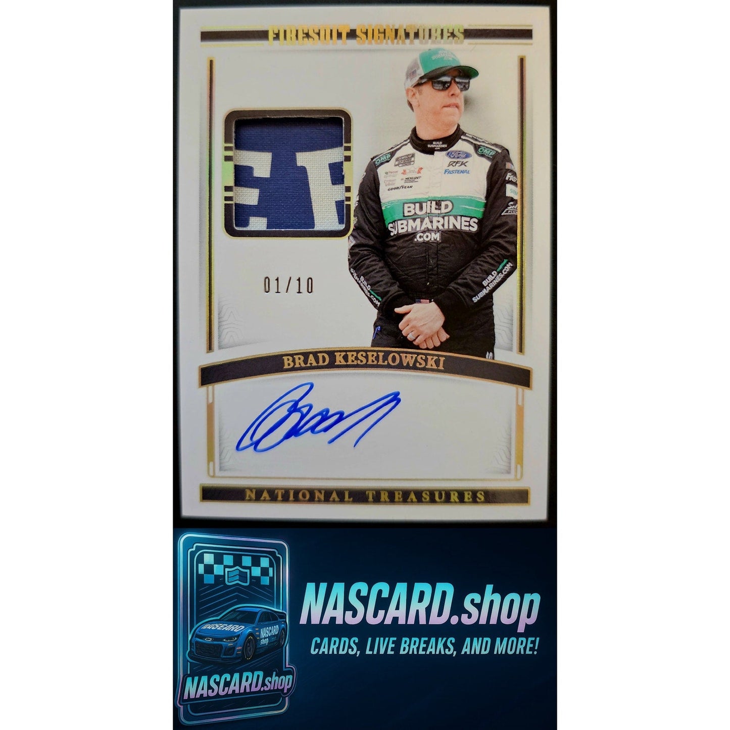 2024 National Treasures Brad Keselowski Firesuit Signatures Holo Gold #1/10