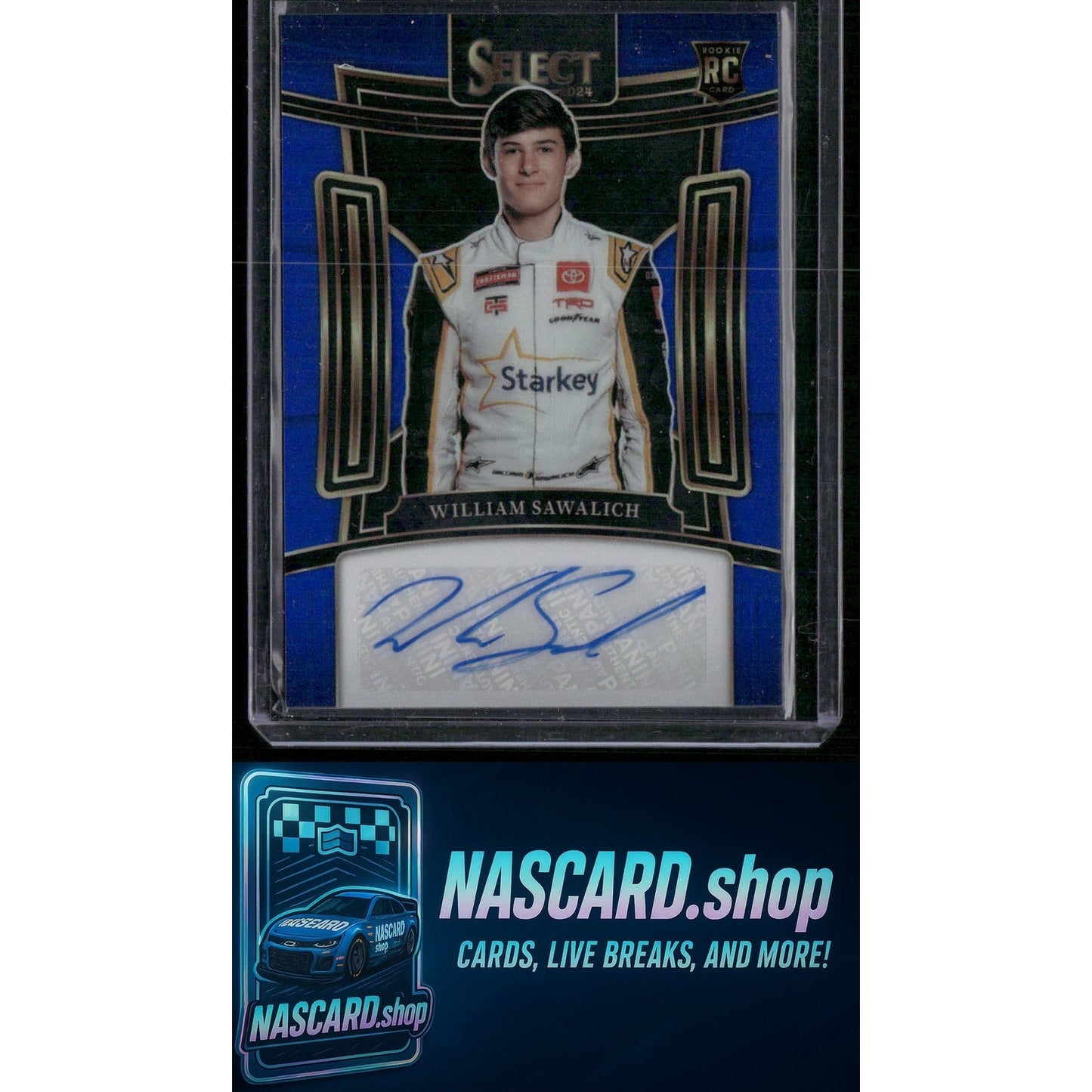 2024 Panini Select #S-WSC William Sawalich Signatures Blue Prizms #/99 (RC)