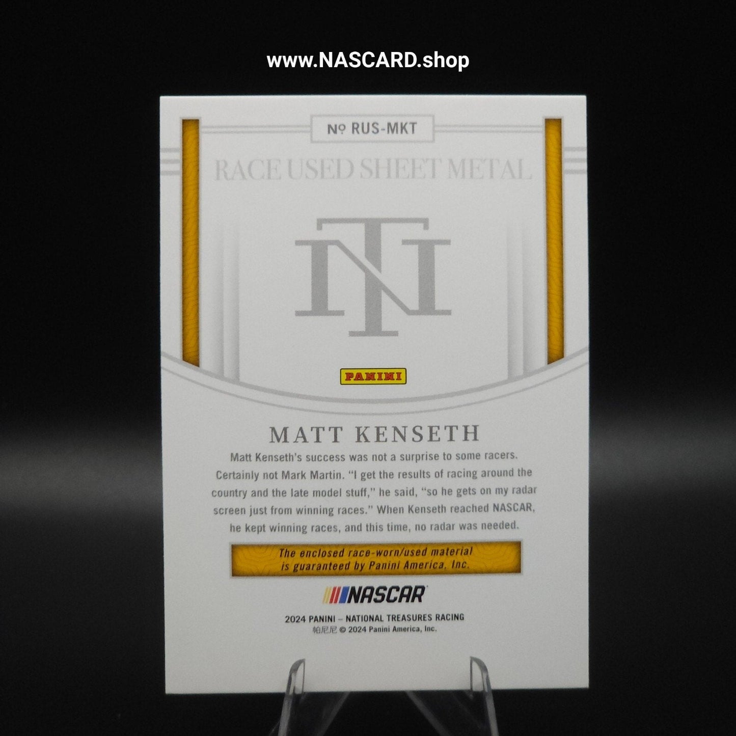 2024 National Treasures Race Used Sheet Metal Holo Silver Matt Kenseth /25