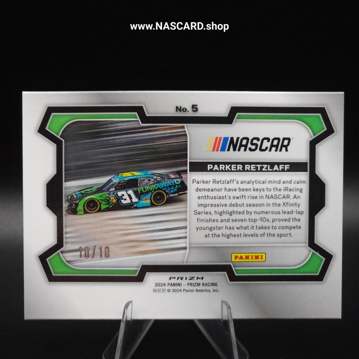 2024 Panini Prizm Racing Rides FOTL Blue Shimmer #9 Parker Retzlaff 10/10