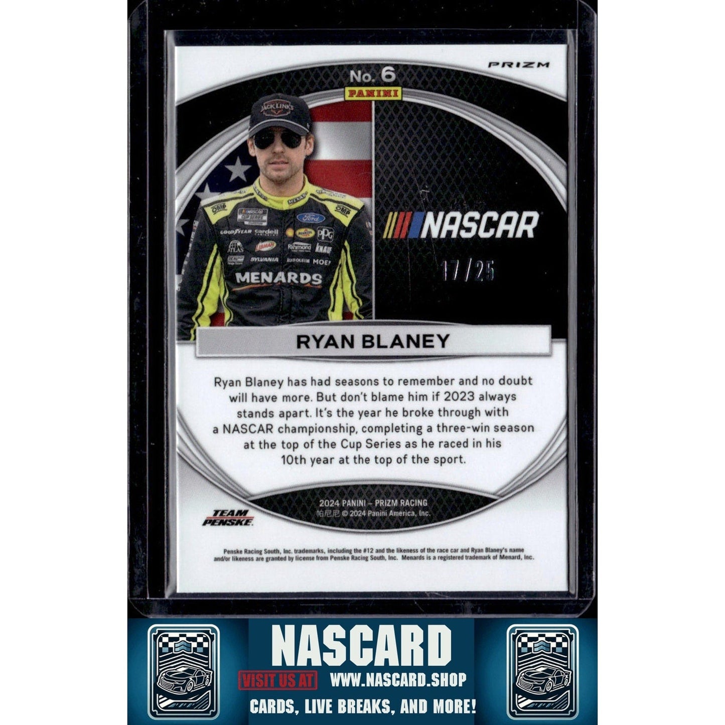 2024 Panini Prizm #6 Ryan Blaney National Pride Mojo #/25