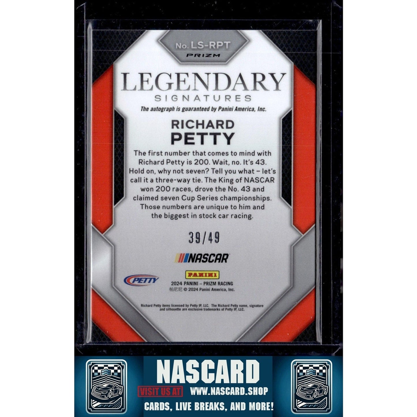 2024 Panini Prizm #LS-RPT Richard Petty Legendary Signatures Red #/49
