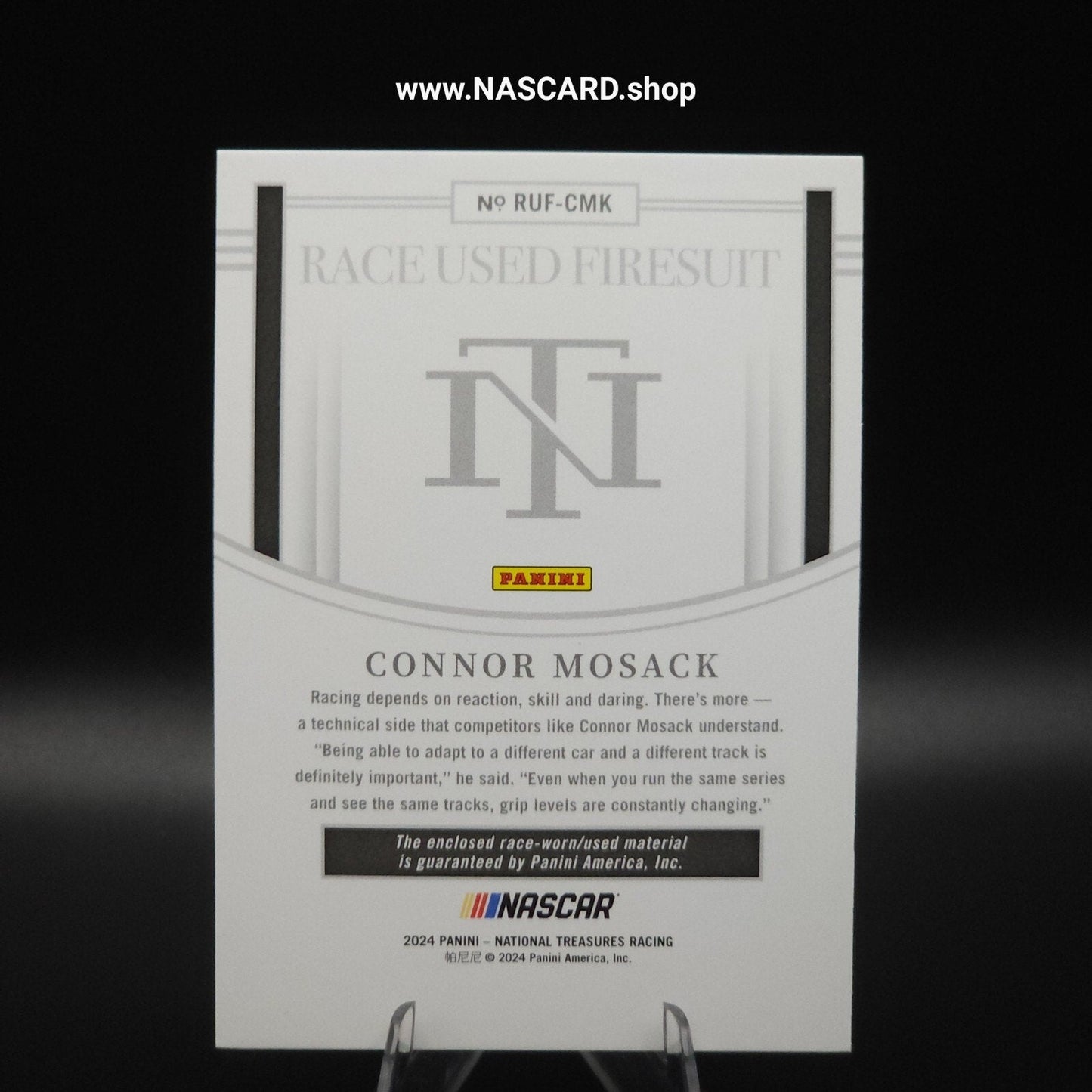 2024 National Treasures Race Used Firesuit Holo Gold Connor Mosack /10