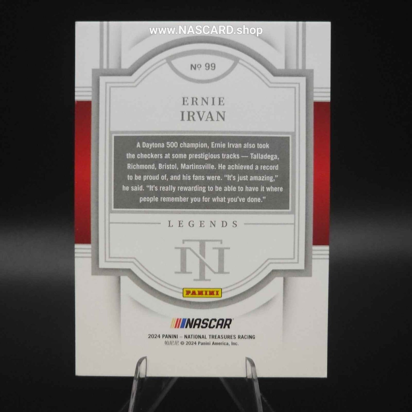 2024 Panini National Treasures Legends #99 Ernie Irvin 24/49
