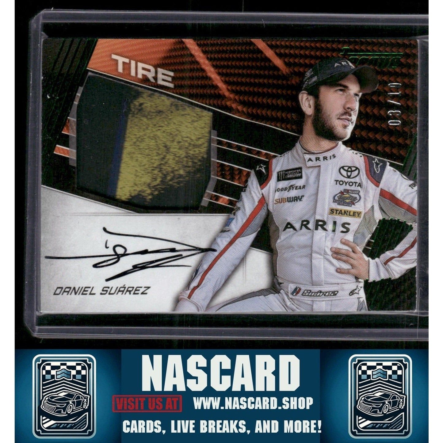 2017 Panini Torque #JTS-DS Daniel Suarez Jumbo Tire Signatures Green #/10