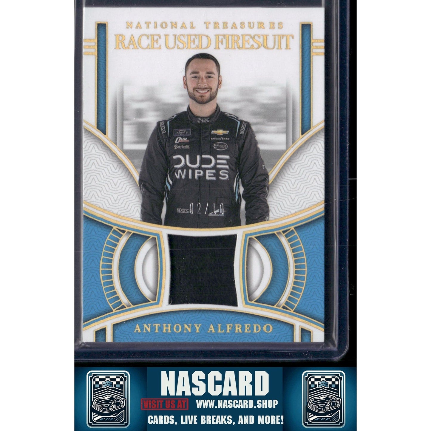 2024 National Treasures Anthony Alfredo Race Used Firesuit Holo Gold #/10