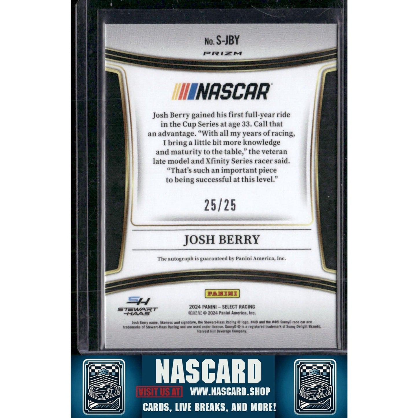 2024 Panini Select #S-JBY Josh Berry Signatures Tie-Dye Prizms #/25