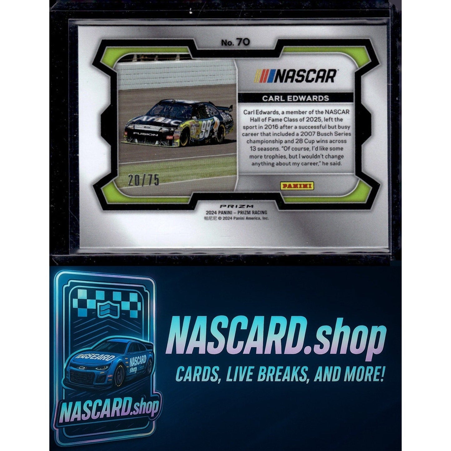 2024 Panini Prizm #70 Carl Edwards Checkered Flag #/75