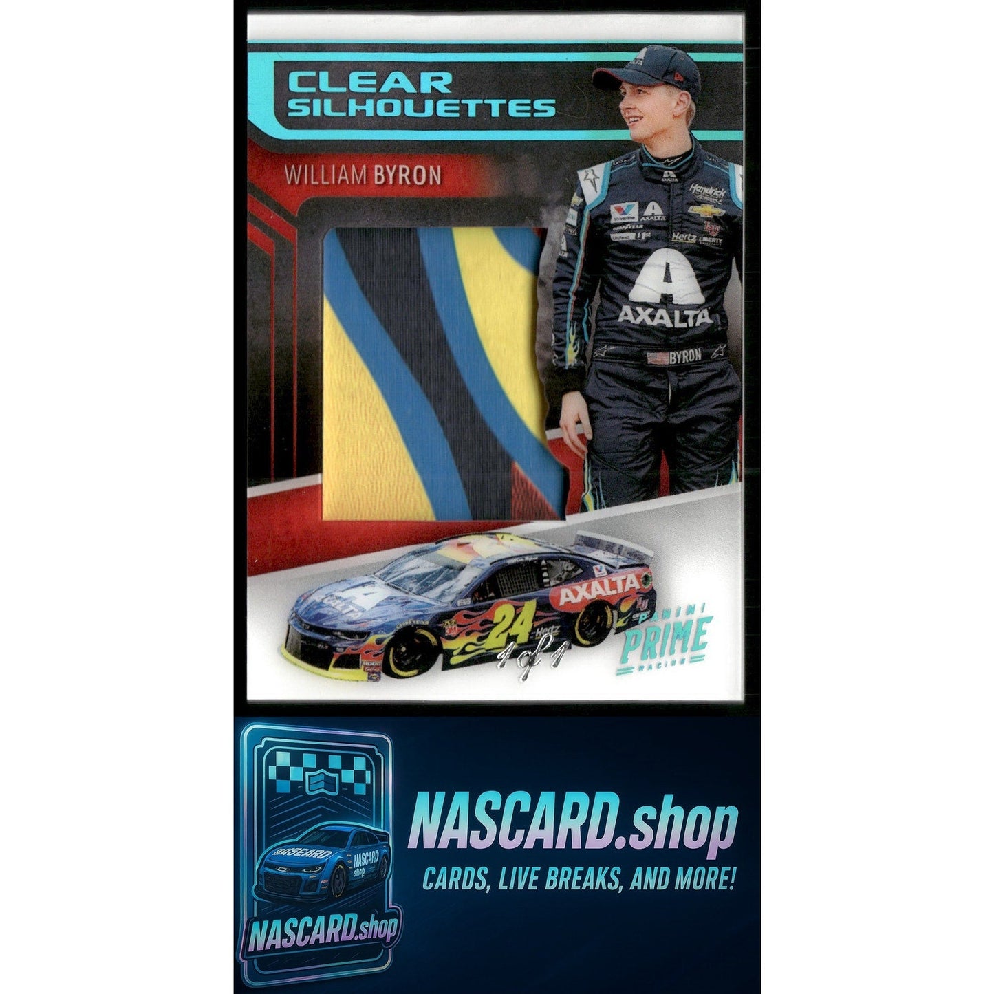 2019 Panini Prime #CS-WB William Byron Clear Silhouettes Platinum Blue #1/1