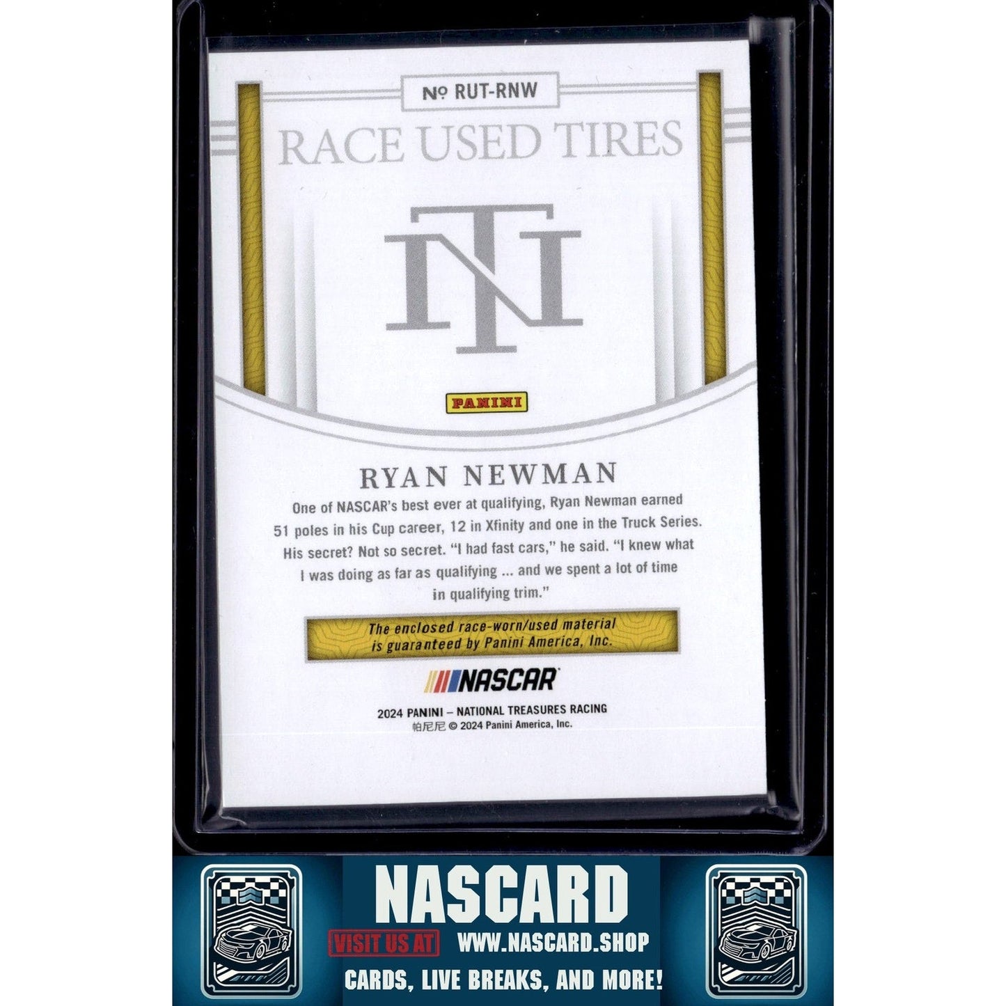 2024 Panini National Treasures #RUT-RNW Ryan Newman Race Used Tires Blue #/75