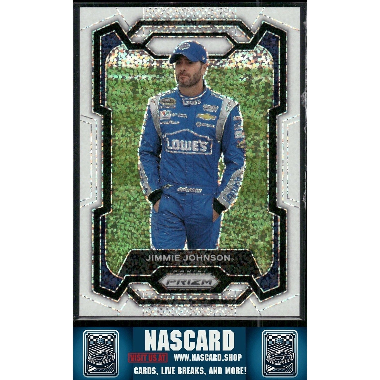 2024 Panini Prizm Racing #18 Jimmie Johnson White Sparkle Prizm